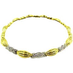 Elegant Charles Turi Diamond Two Color Gold Necklace
