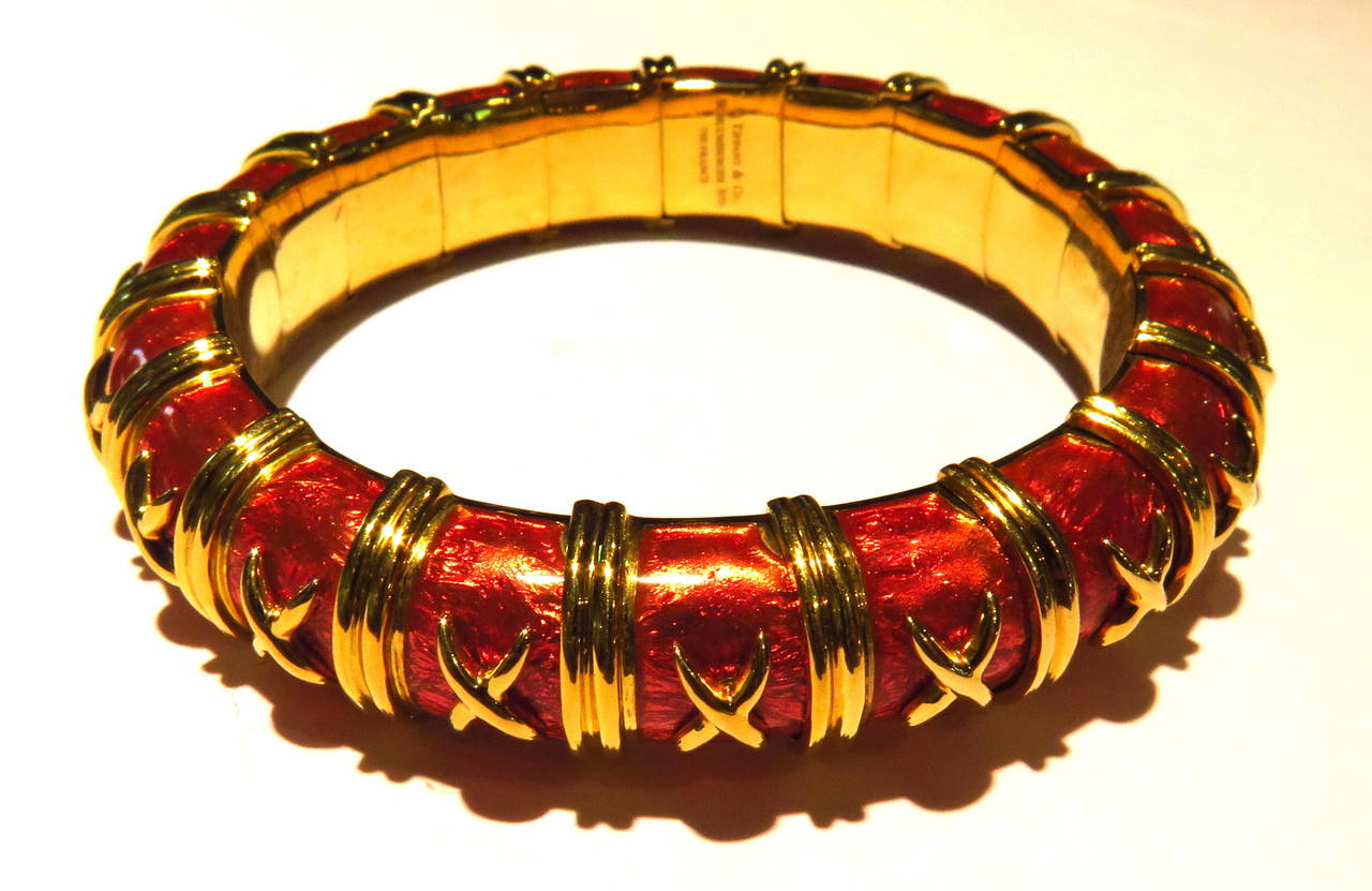 This is a classic Croisillon style Schlumberger for Tiffany hinged bracelet. 
It has hard to find 