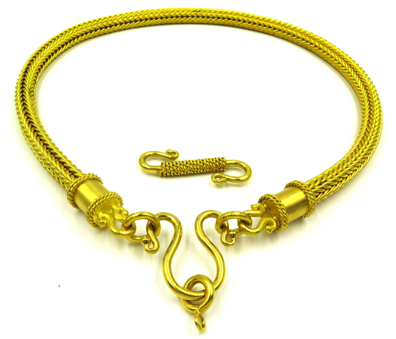 Heavy Alchemy Thick Woven Gold Chain Necklace with Extender For Sale at 1stDibs 22k gold chain