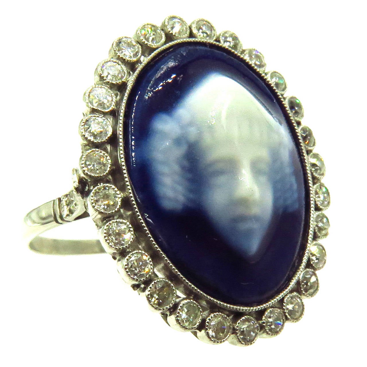 Limoges France Diamond Platinum Face Ring