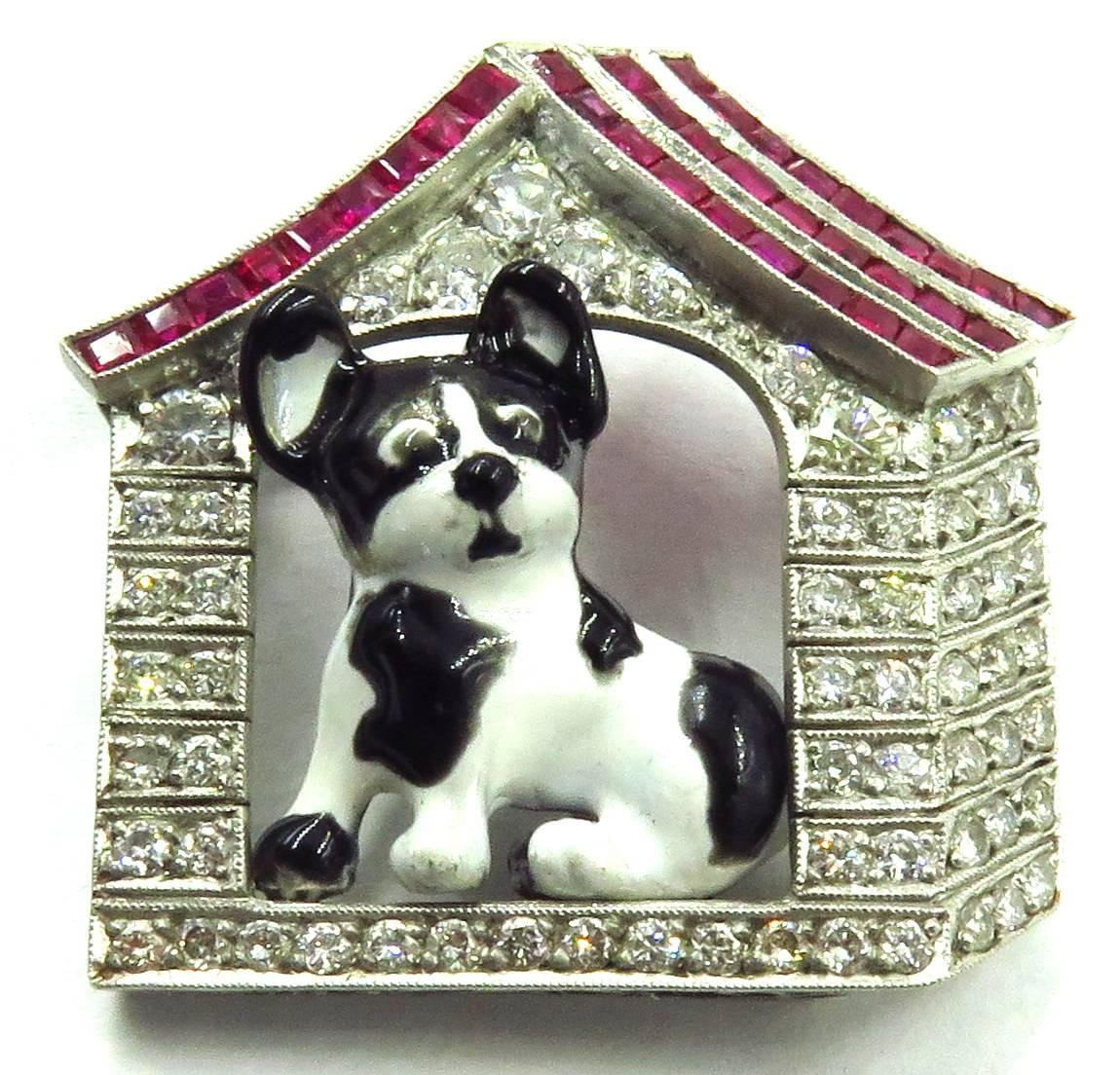 This is the sweetest French Bulldog pin every made!!!! And he needs good home! First let me say that the enamel is perfect!!! Any shiny odd marks in these pictures are reflections of the light used. This fabulous well made pin is all platinum. The