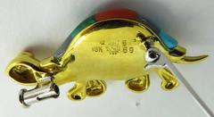 Asch Grossbardt Adorable Multi Stone Gold Turtle Pin