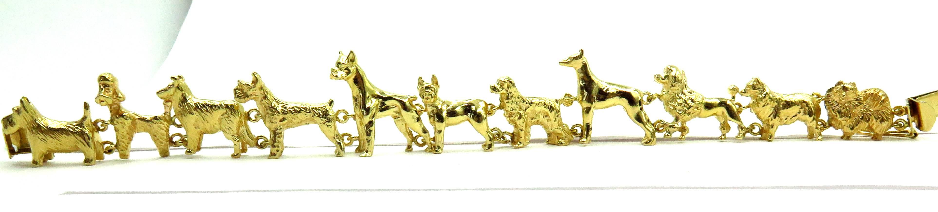 Perfect for the dog lover in all of us, no matter your age! The way these dogs prance around,it's like having your very own dog show every day you wear this wonderful bracelet. Your favorite breed of dog is sure to be here. Each dog contains 4