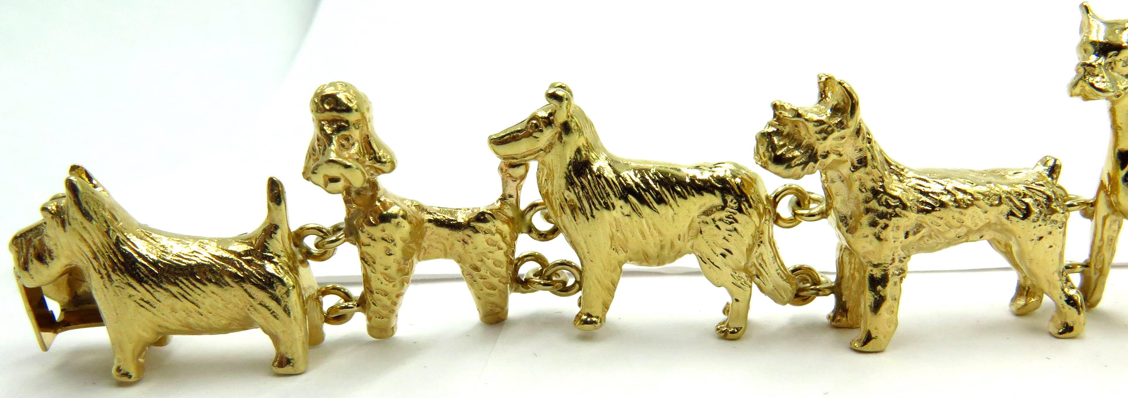 Incredible 11 Individual Dog Breeds Best in Show Gold Bracelet  In Excellent Condition In Palm Beach, FL