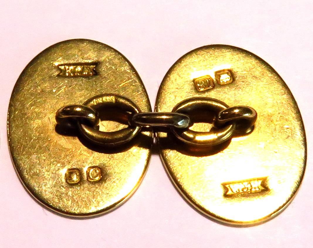  1920s William James Holmes Art Deco 4 Vices Enamel Double Gold Sided Cufflinks In Excellent Condition In Palm Beach, FL