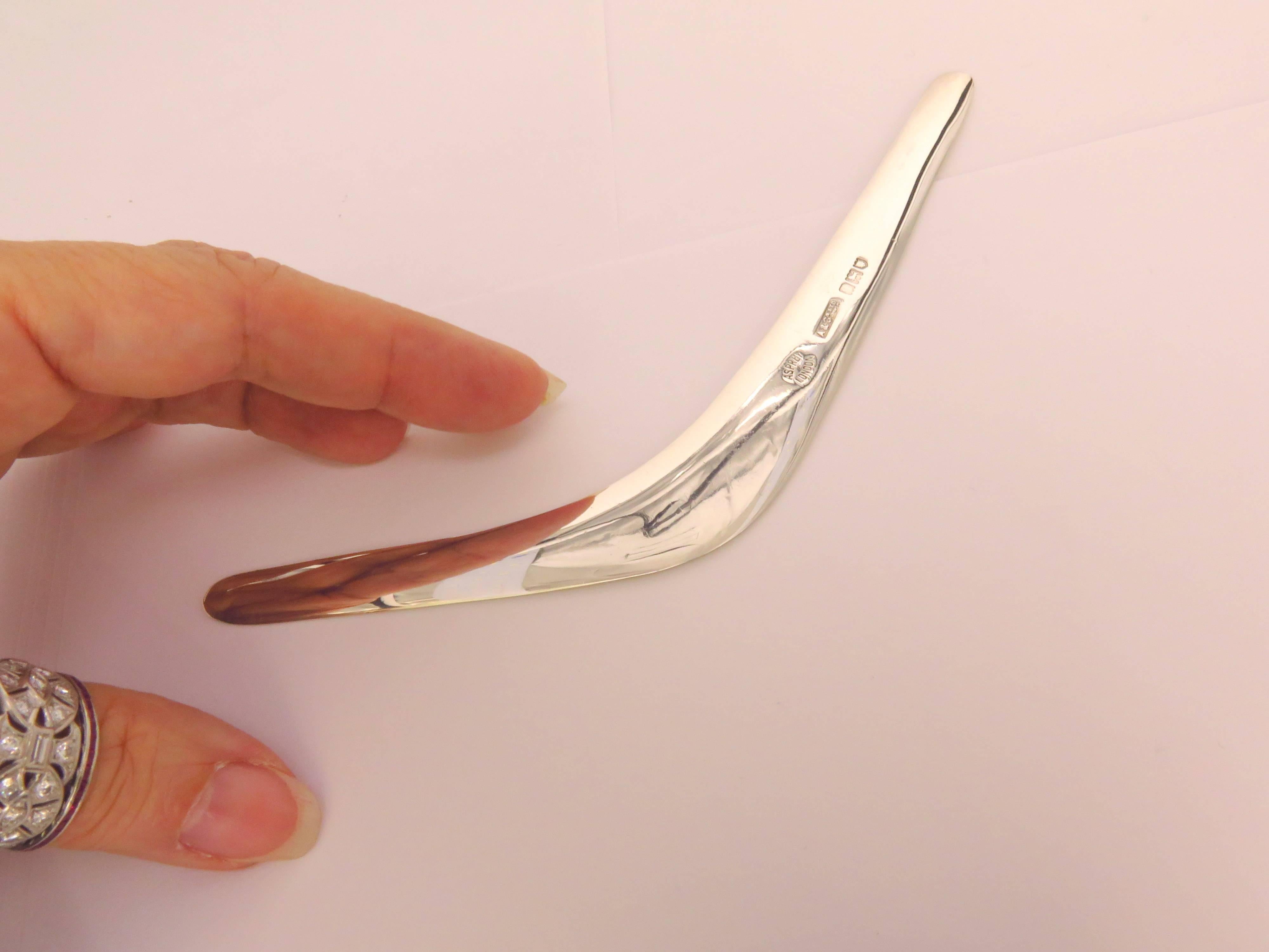 1911 Asprey Sterling Boomerang Hallmarked London 1