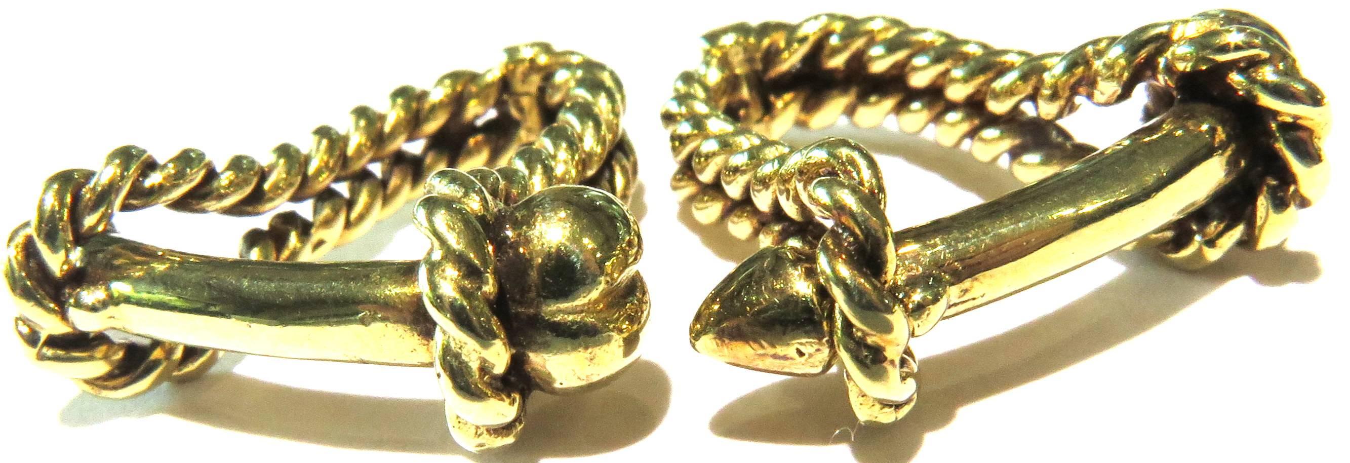 Women's or Men's Unique Erotica Hinged Gold Stirrup Cufflinks
