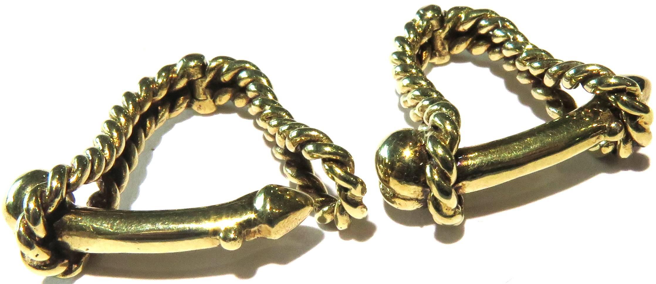 Unique Erotica Hinged Gold Stirrup Cufflinks 3