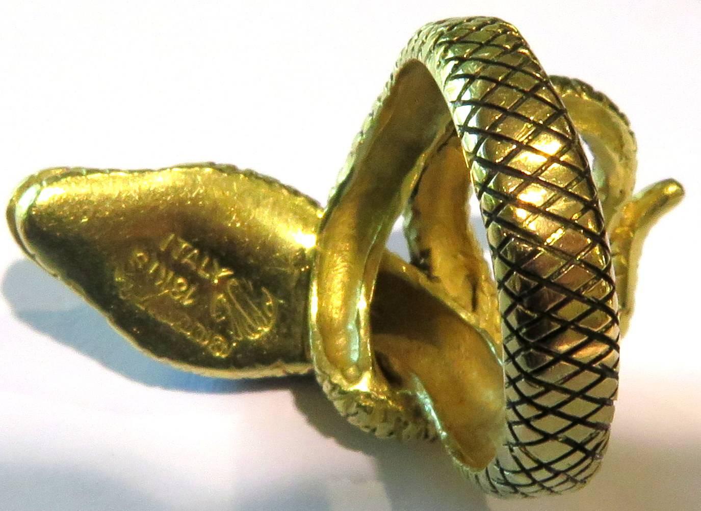 Gold Snake Ring Extra Large Enamel Ruby 2