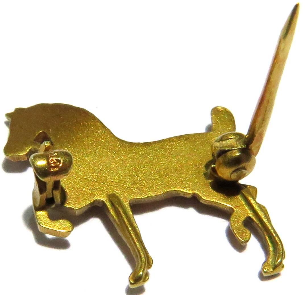Women's or Men's Sloan & Co. Prancing Horse Pin Art Deco Tiny Enamel Gold 
