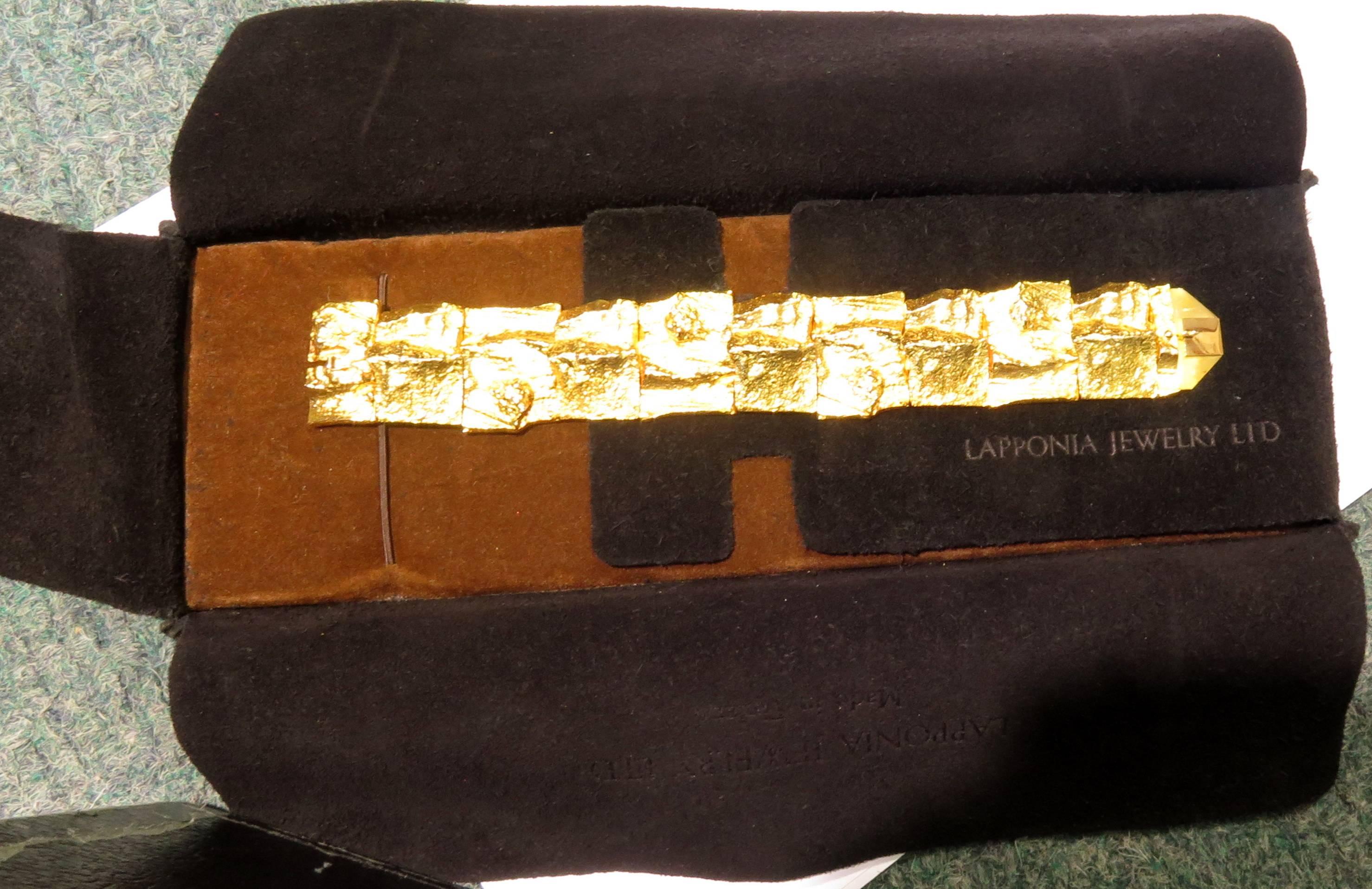 Björn Weckström Lapponia Rare Gold Modernist Link Bracelet with Original Case In Excellent Condition In Palm Beach, FL