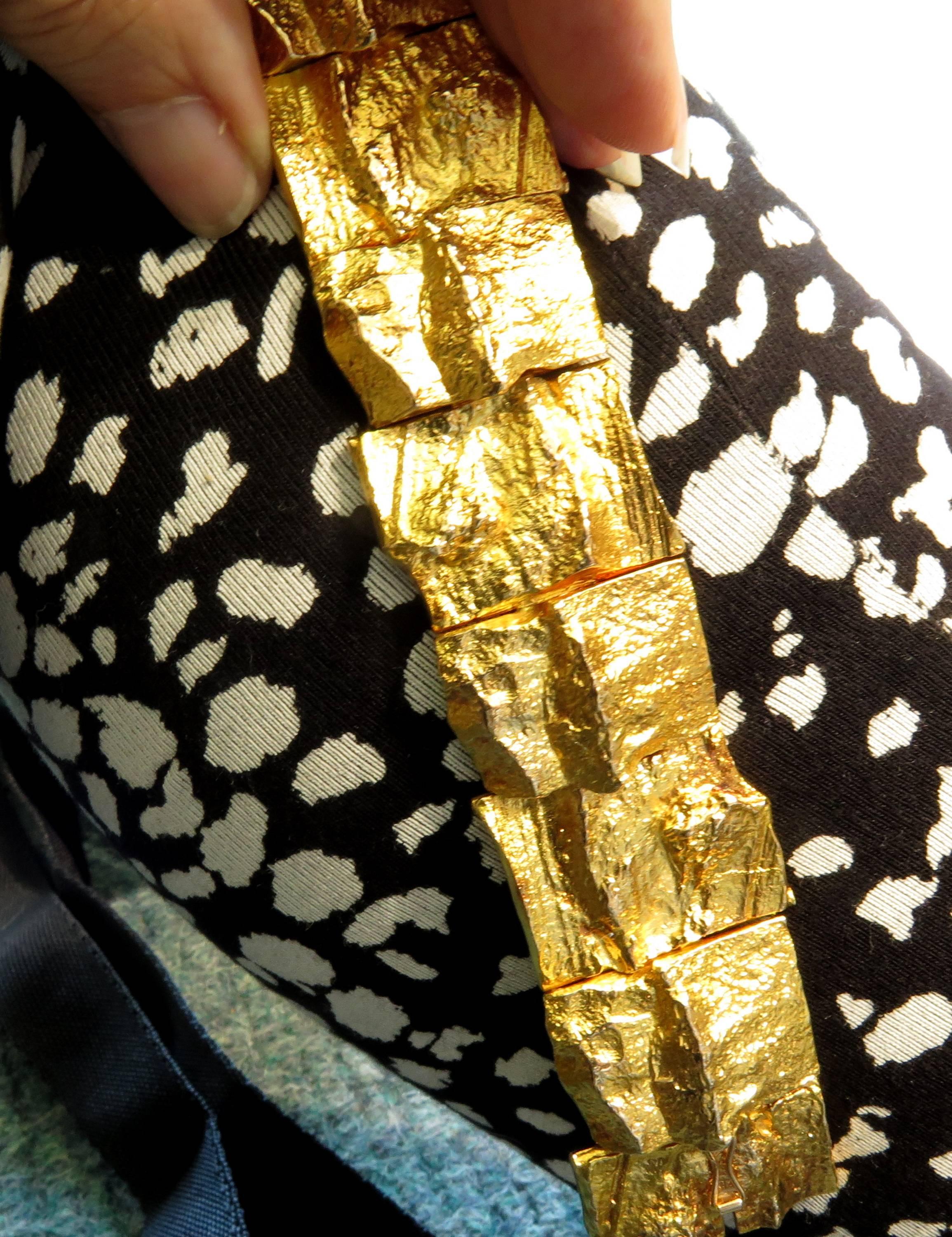 Women's or Men's Björn Weckström Lapponia Rare Gold Modernist Link Bracelet with Original Case