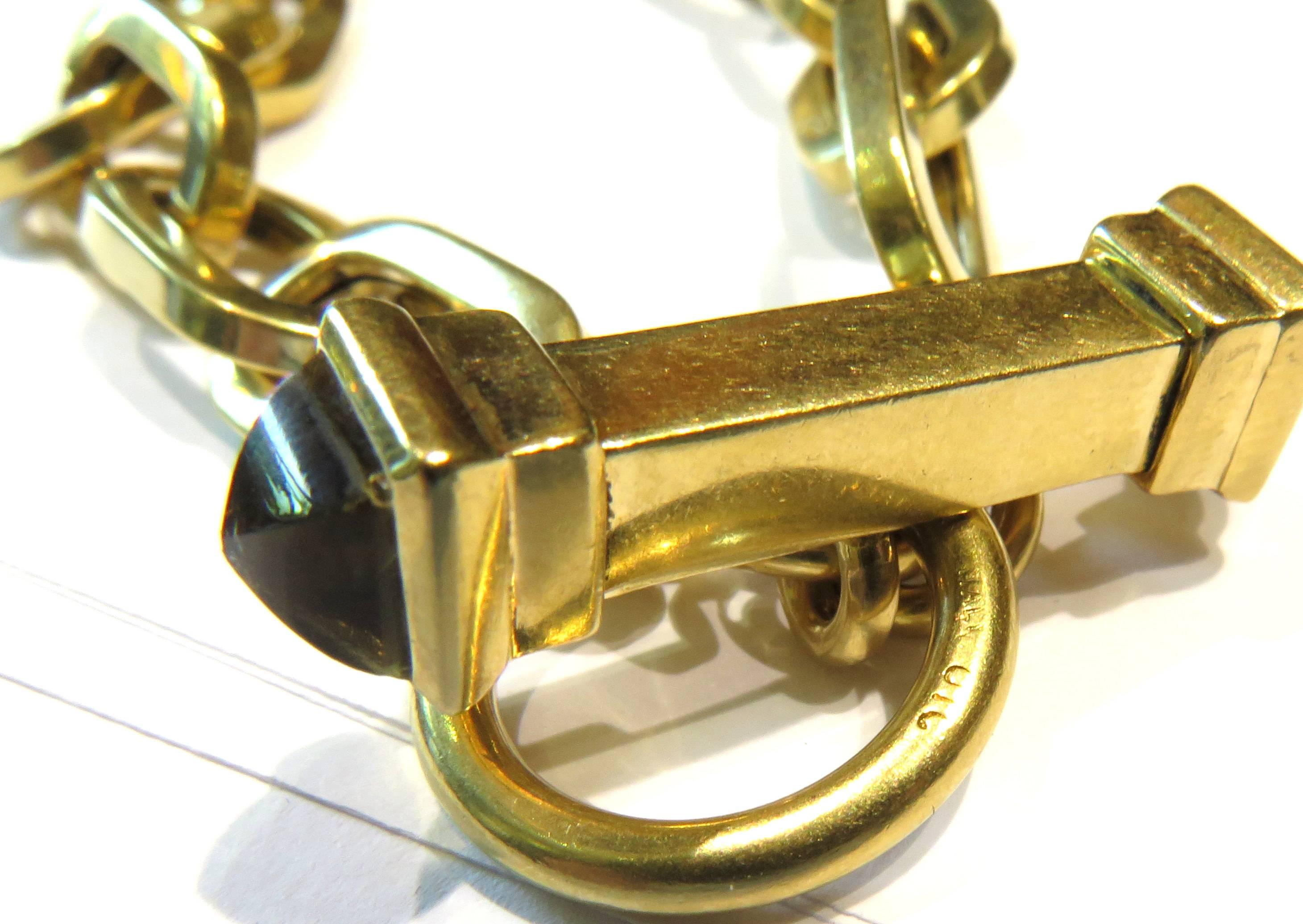 Trendy Large Open Link Gold Toggle Bracelet with Citrine Ends 6