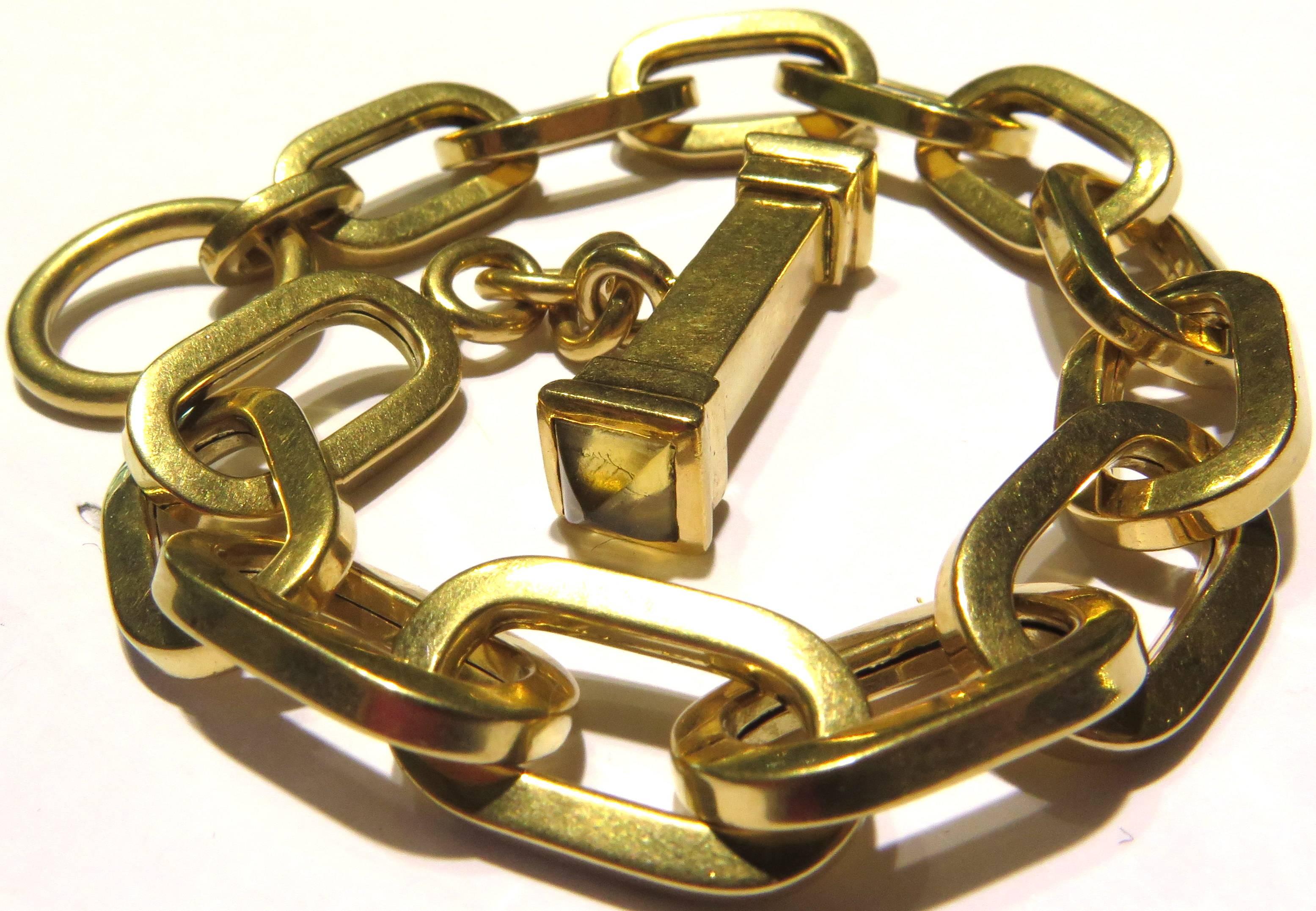 Trendy Large Open Link Gold Toggle Bracelet with Citrine Ends 2