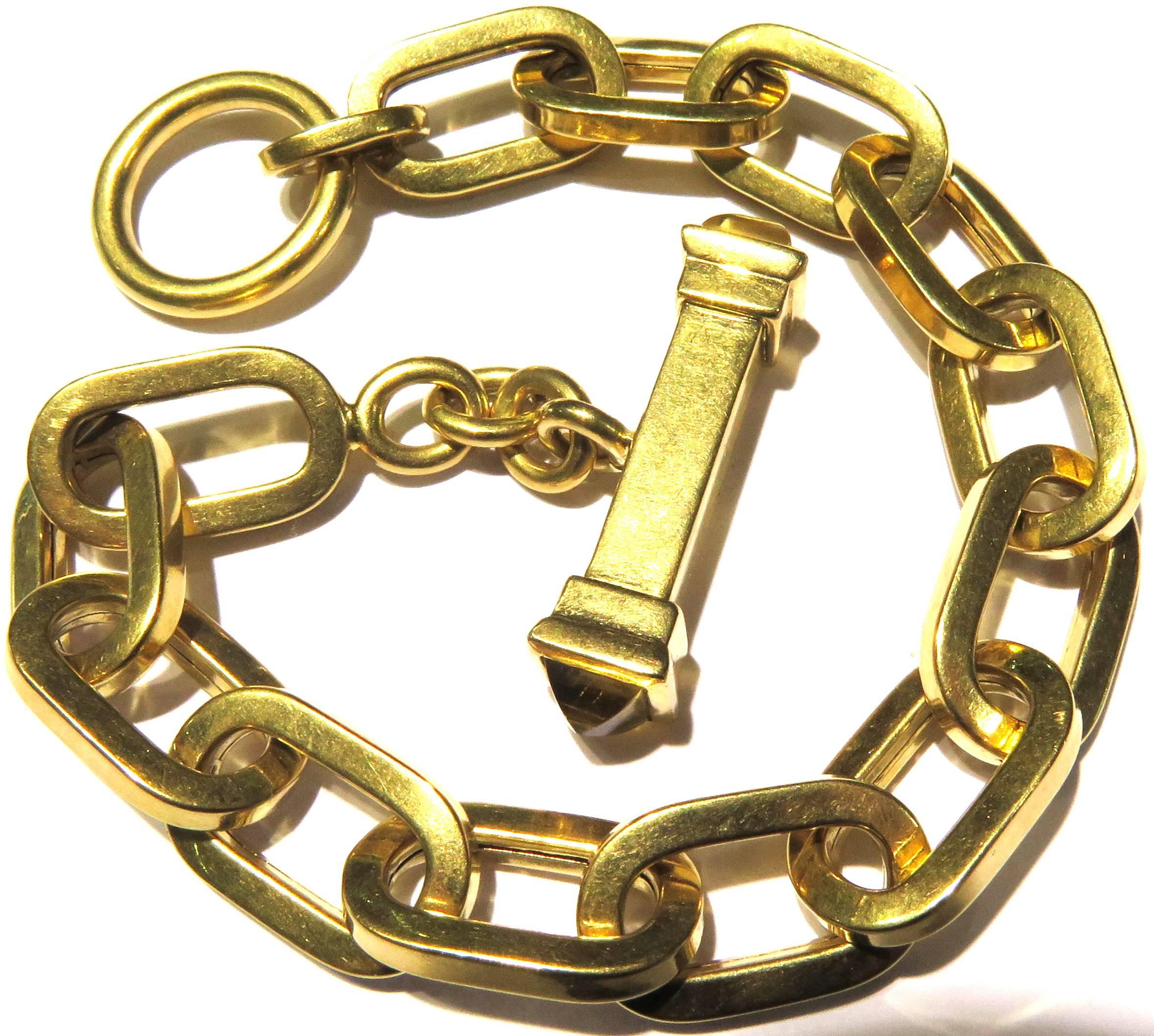 Trendy Large Open Link Gold Toggle Bracelet with Citrine Ends 4