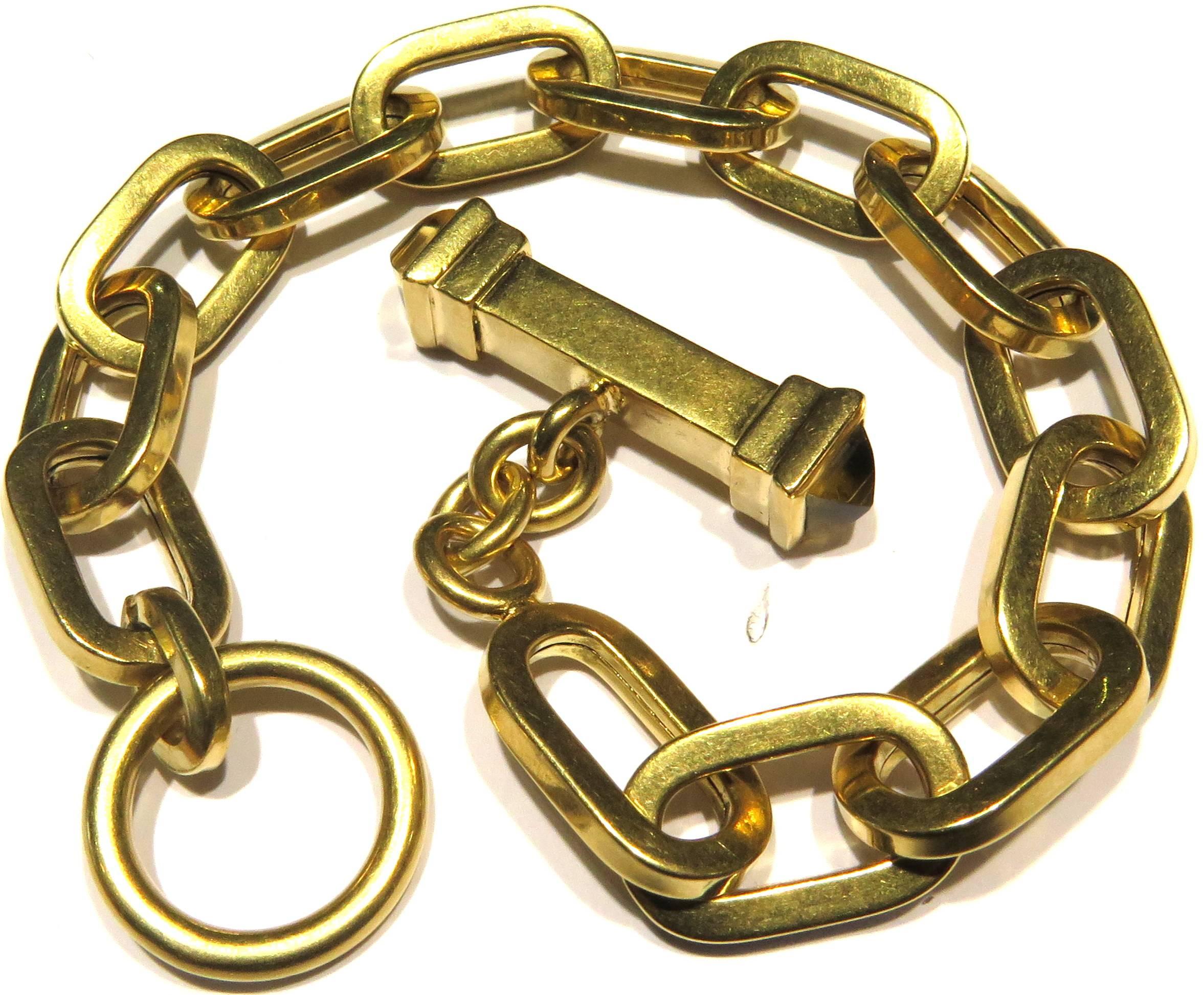 Trendy Large Open Link Gold Toggle Bracelet with Citrine Ends 5