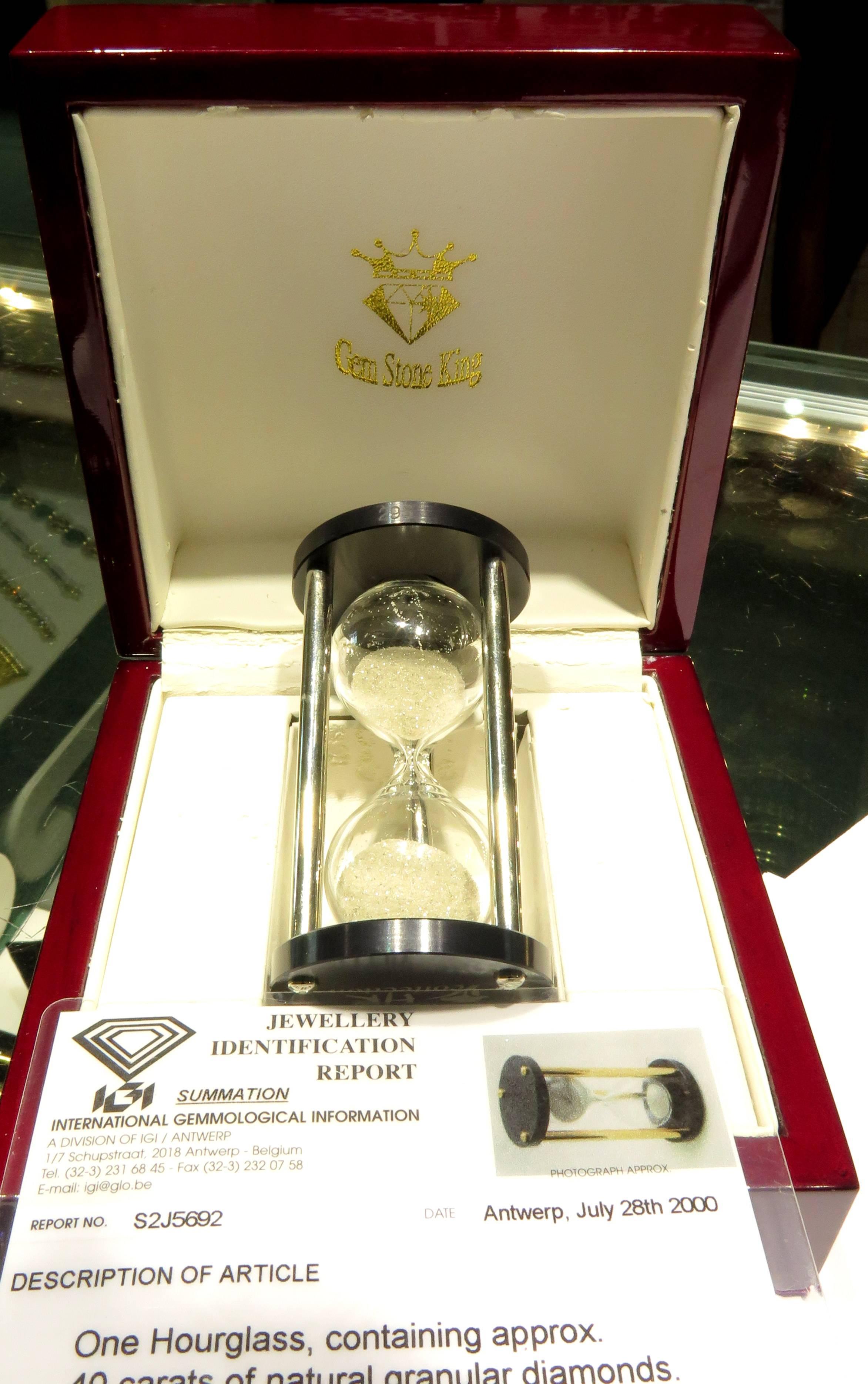 If this isn't the perfect gift for the person who has everything, I don't know what is.This 1 minute, hourglass, has been either right on or off by the most, 2 seconds, each time I've timed it. This hourglass comes in a fitted box with a Jewellery