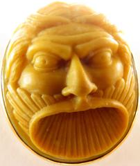 Signed I.Y & C Incredibly Carved Orange Jade Antique Gargoyle Pendant Charm