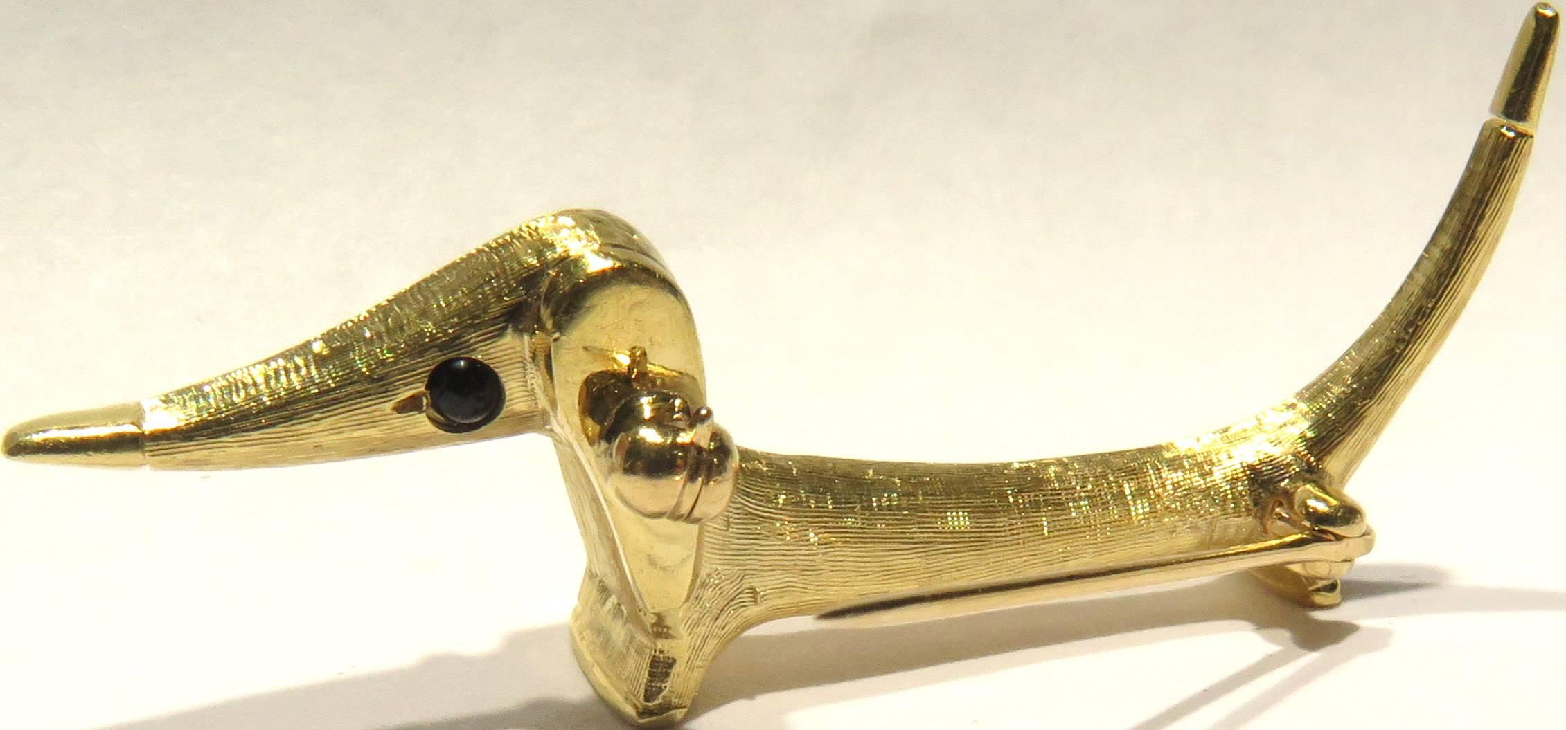 Cellino Onyx Gold Thick Textured Stylized Dachshund Dog Pin 1