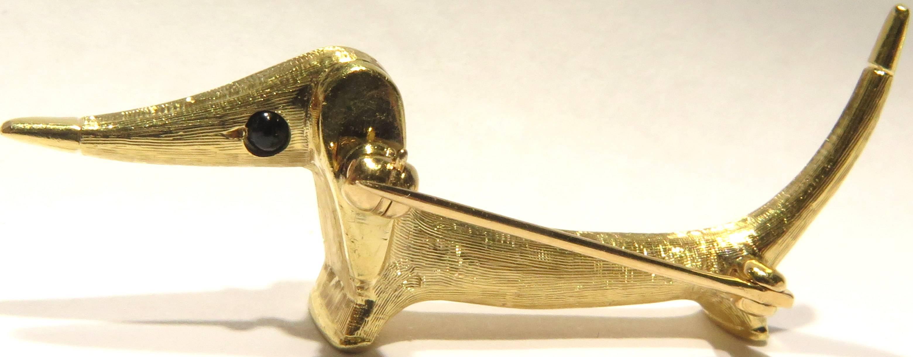 Cellino Onyx Gold Thick Textured Stylized Dachshund Dog Pin 3