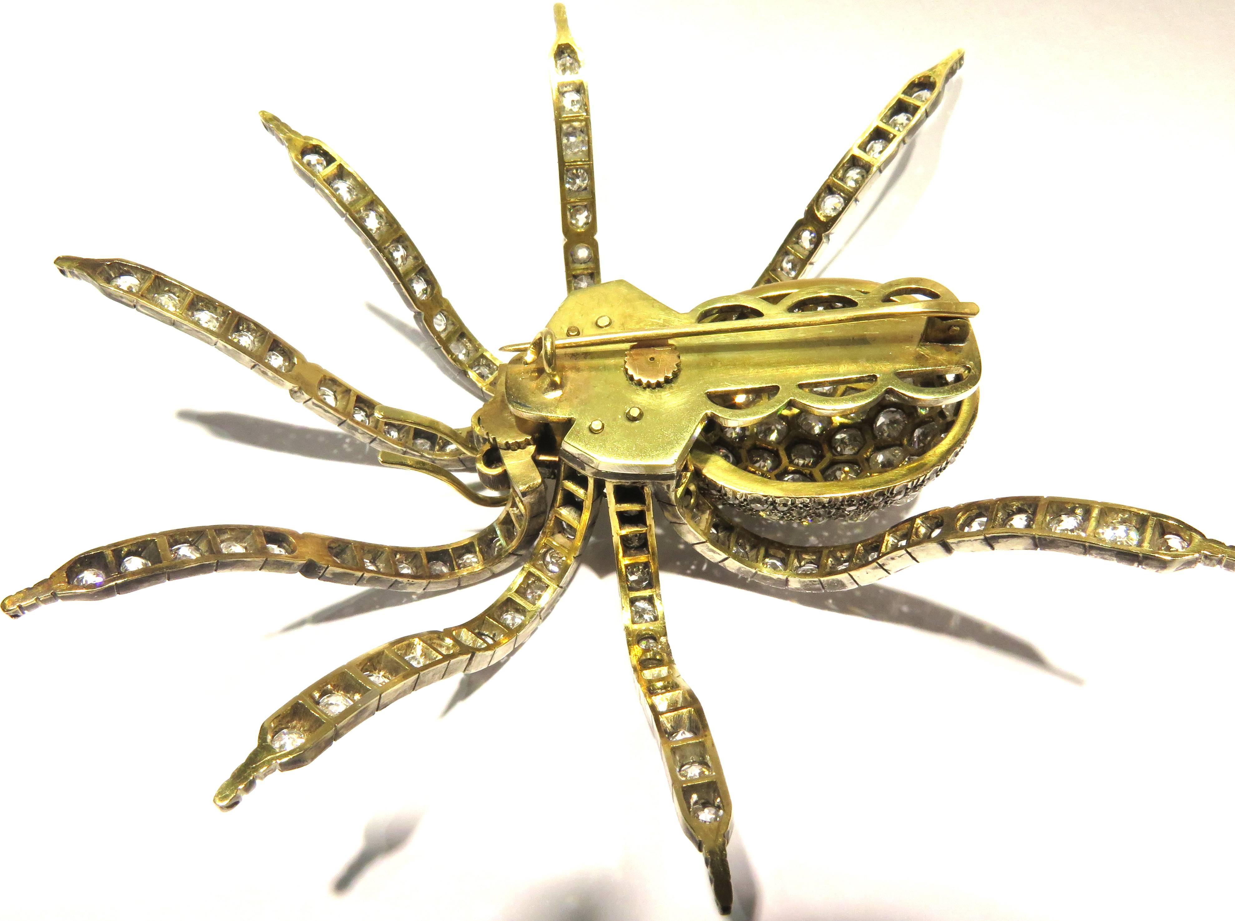 Magnificent XtraLarge Spider Pin 5 5/8 in 43cts Diamonds Gold SilverTremblant c 4