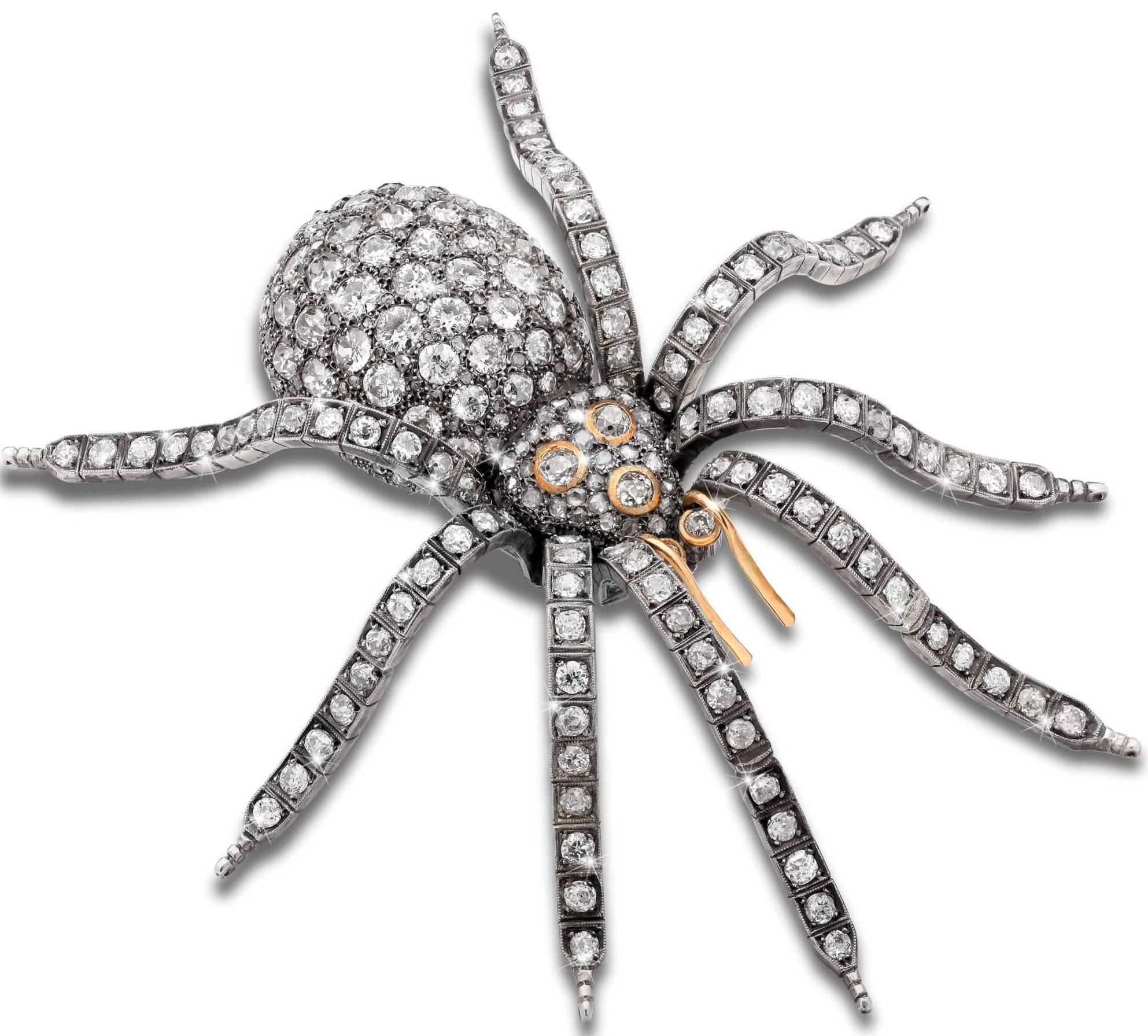 Magnificent XtraLarge Spider Pin 5 5/8 in 43cts Diamonds Gold SilverTremblant c 5
