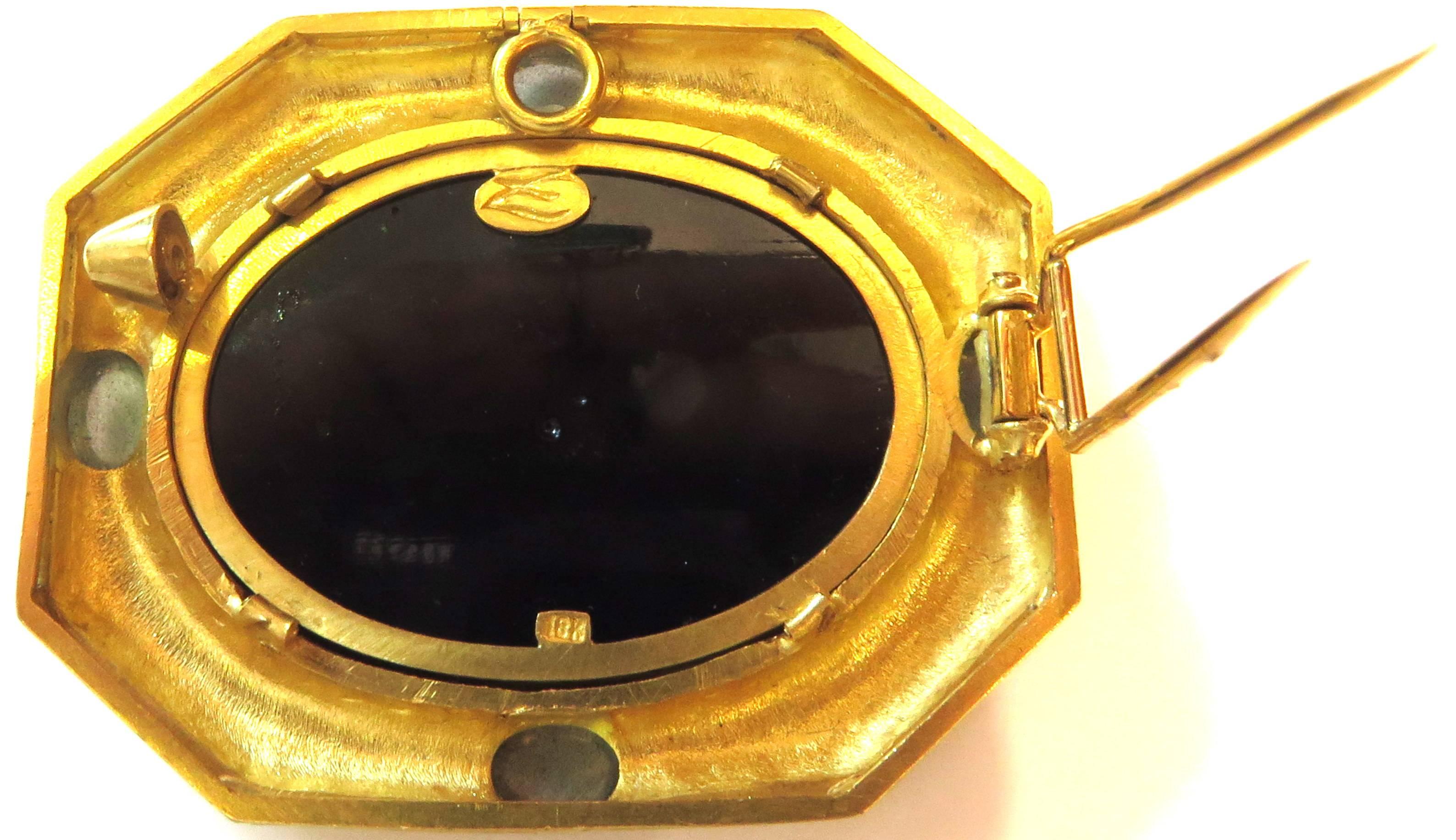 Elizabeth Locke Venetian Glass Moonstone Large Gold Pin Pendant 2