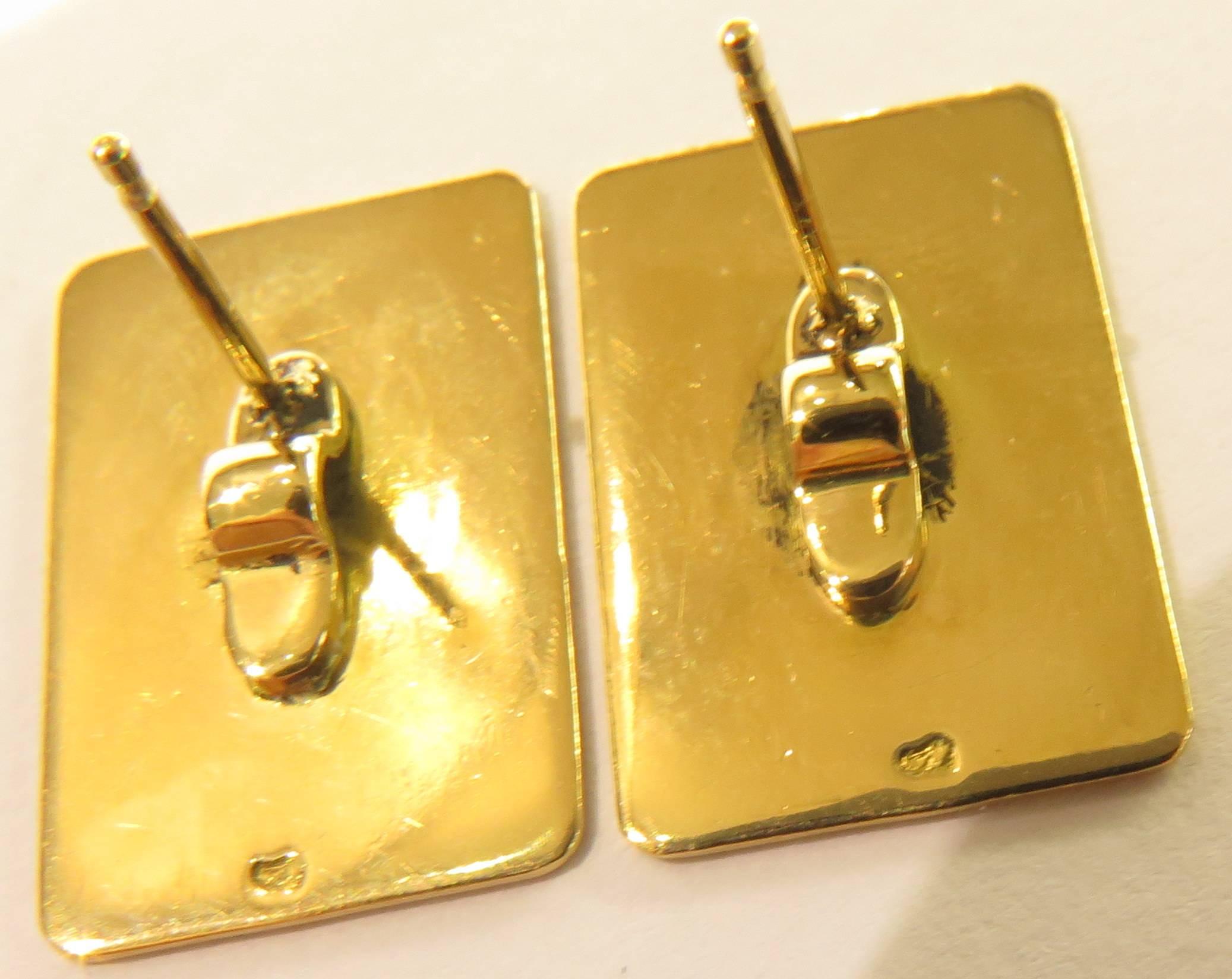 French Enamel Playing Cards Gambling Blackjack Gold Post Earrings 1