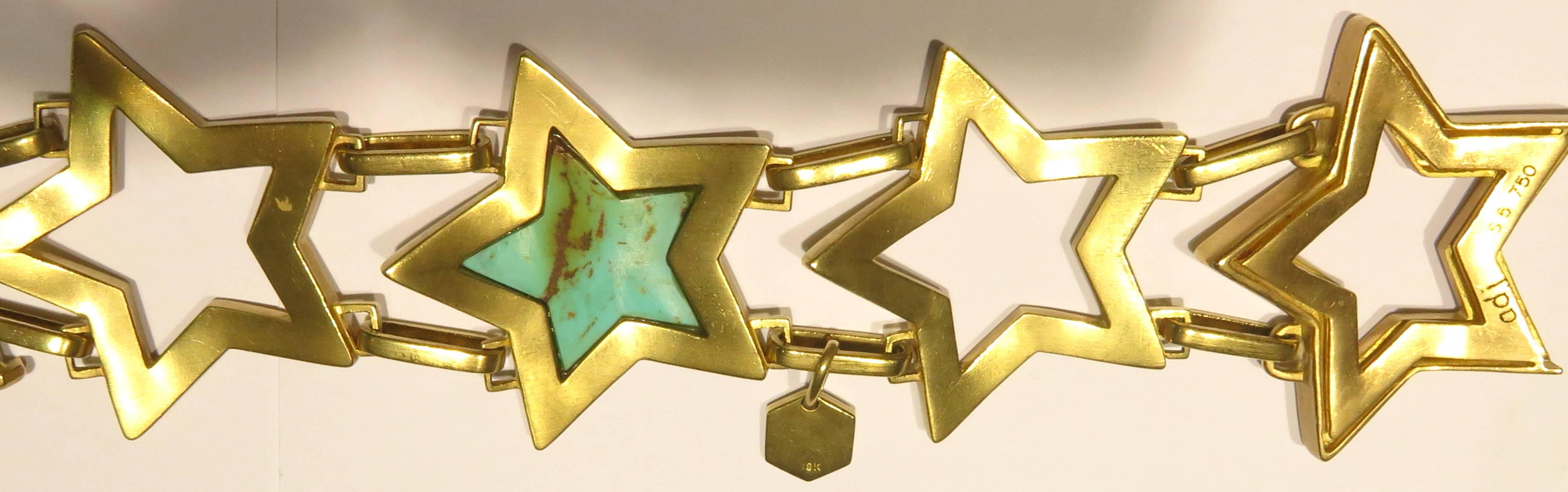 Ann Dexter-Jones Rare Turquoise Diamond Gold The Starry Night Bracelet 2