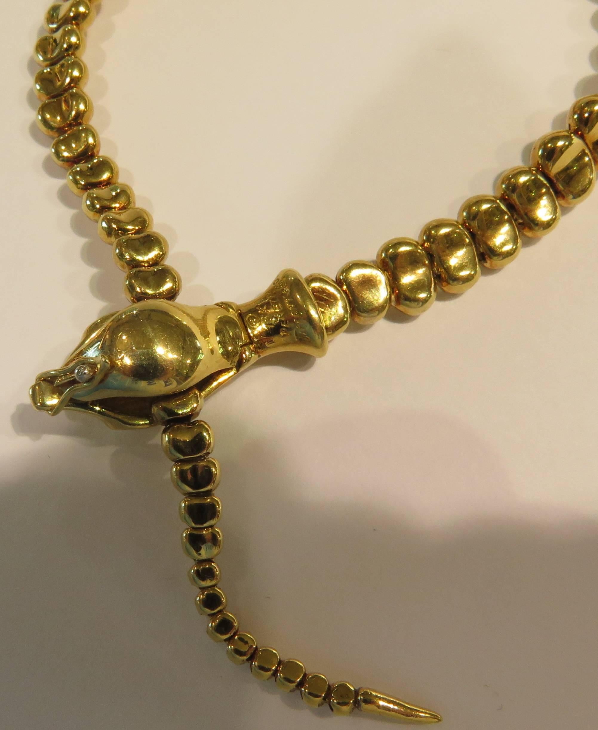 Tiffany & Co. Elsa Peretti Articulated Gold Snake Adjustable Bracelet 3