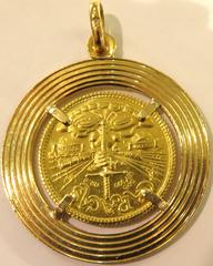 Large Gold Caracas Venezuela Coin Pendant Charm