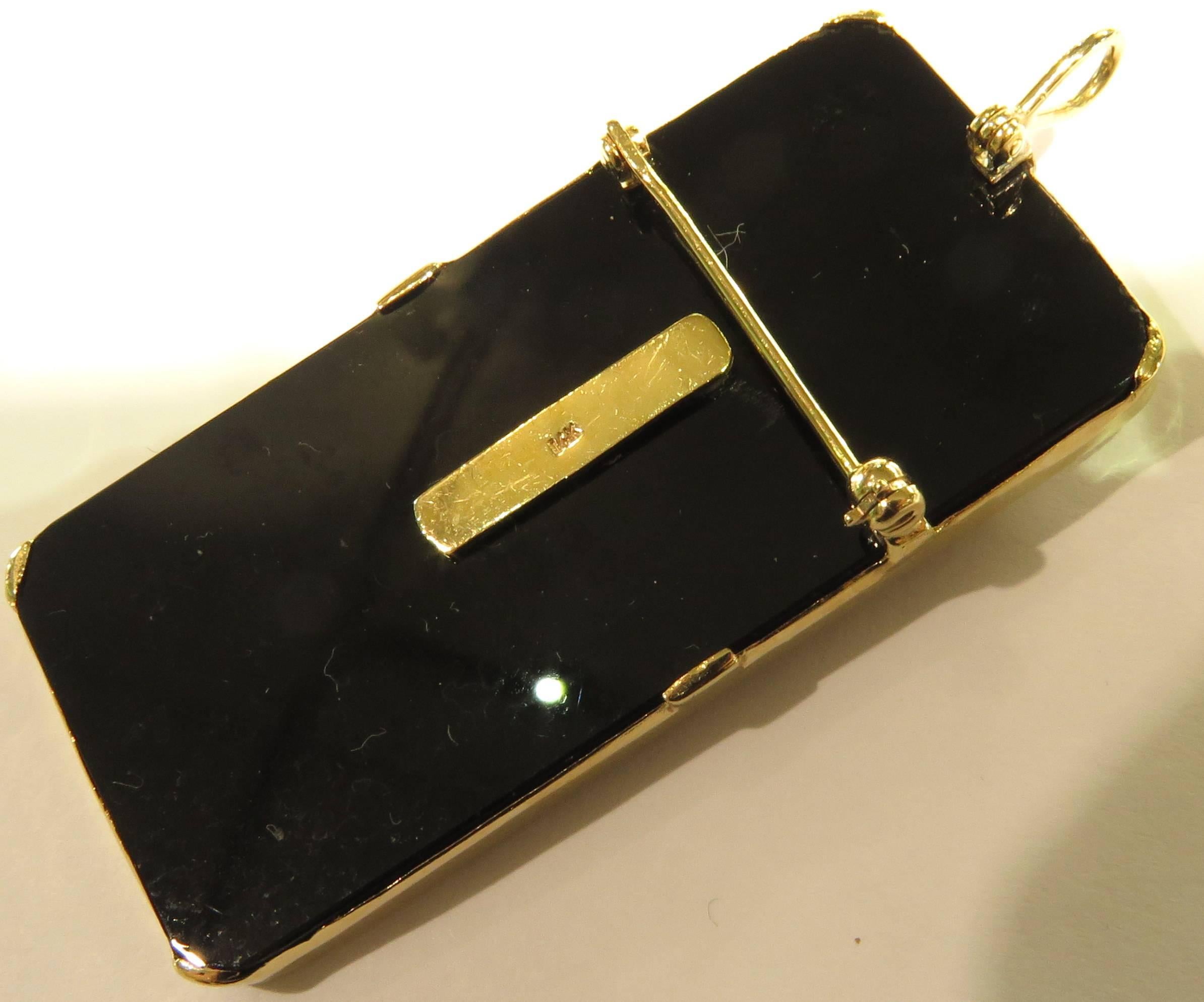 Onyx Diamond Nude Woman Gold Pin Pendant In Excellent Condition For Sale In Palm Beach, FL