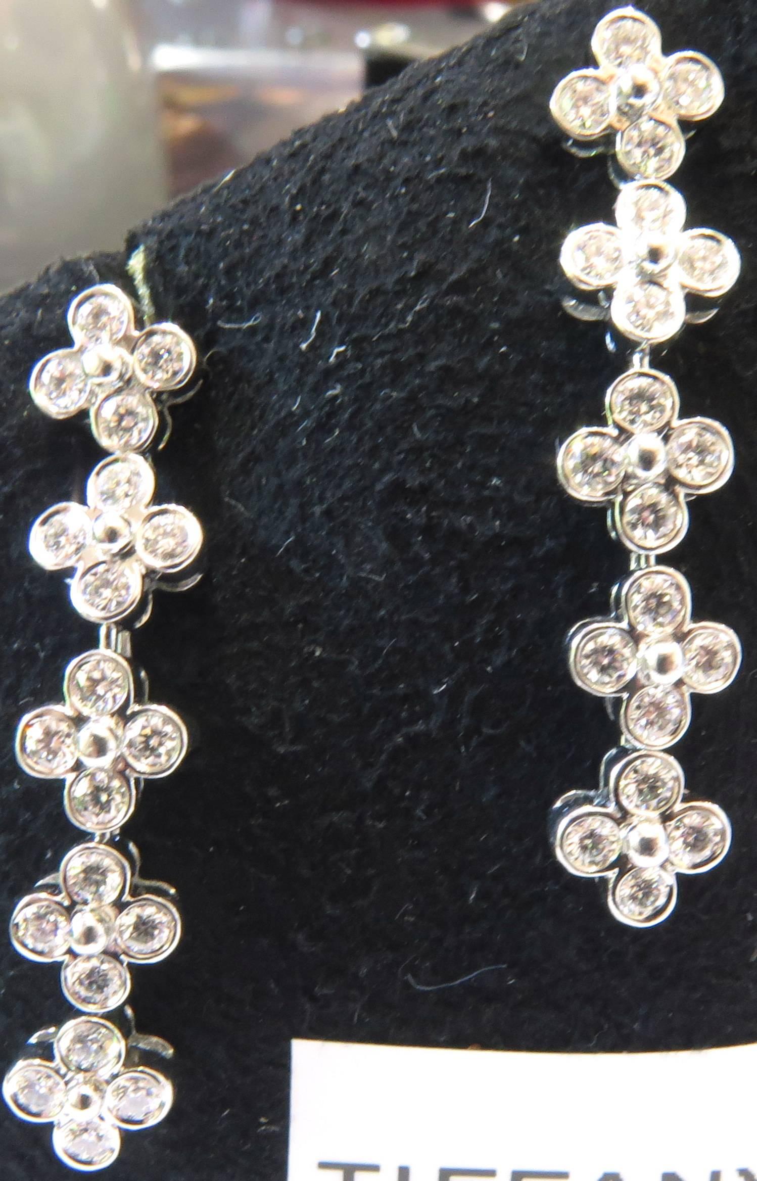 Women's Tiffany & Co. Lace Collection Diamond Platinum Long Drop Post Earrings