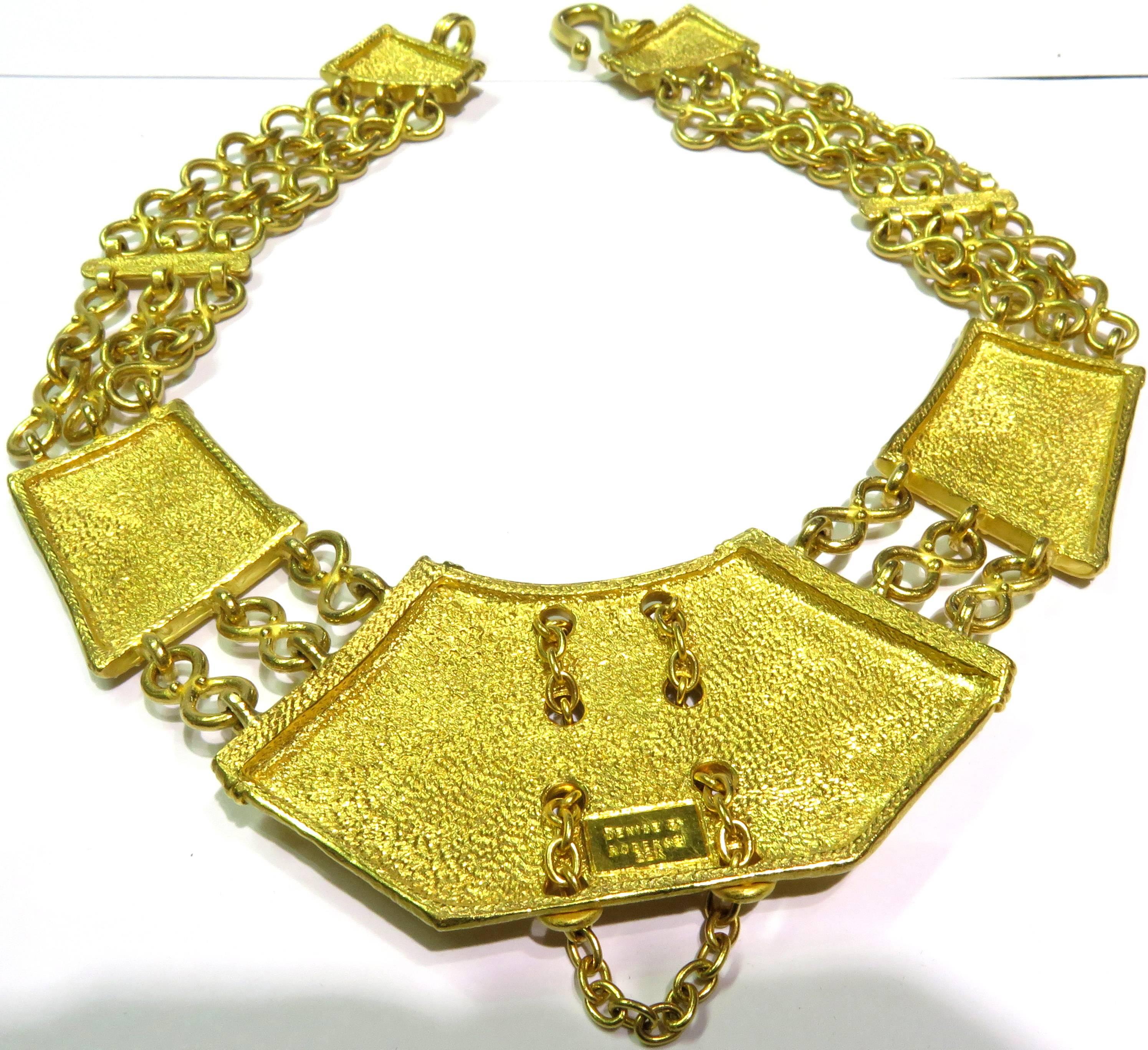 Women's or Men's Extraordinary Denise Roberge Edgy Gold Corset Necklace