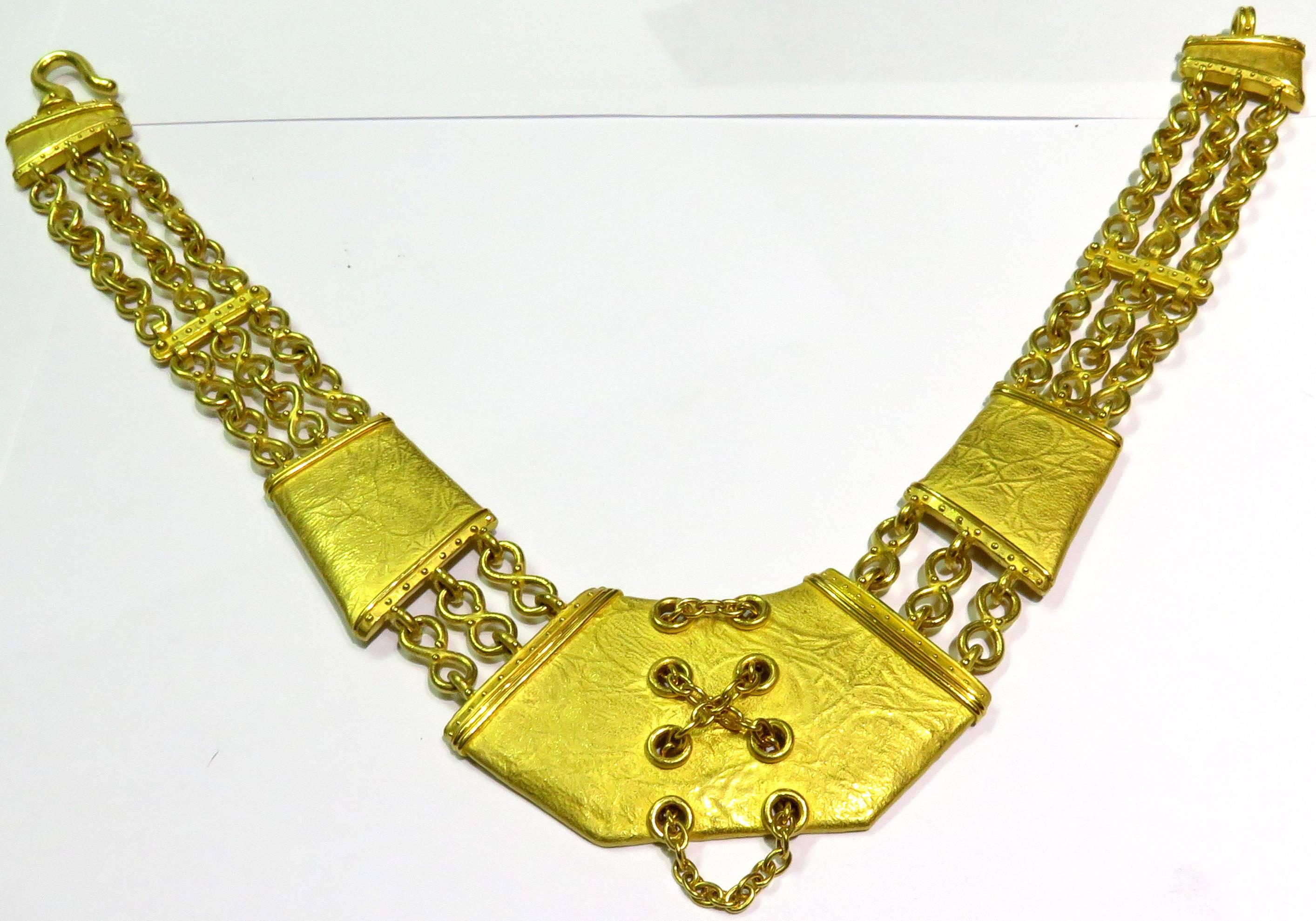 Extraordinary Denise Roberge Edgy Gold Corset Necklace 2