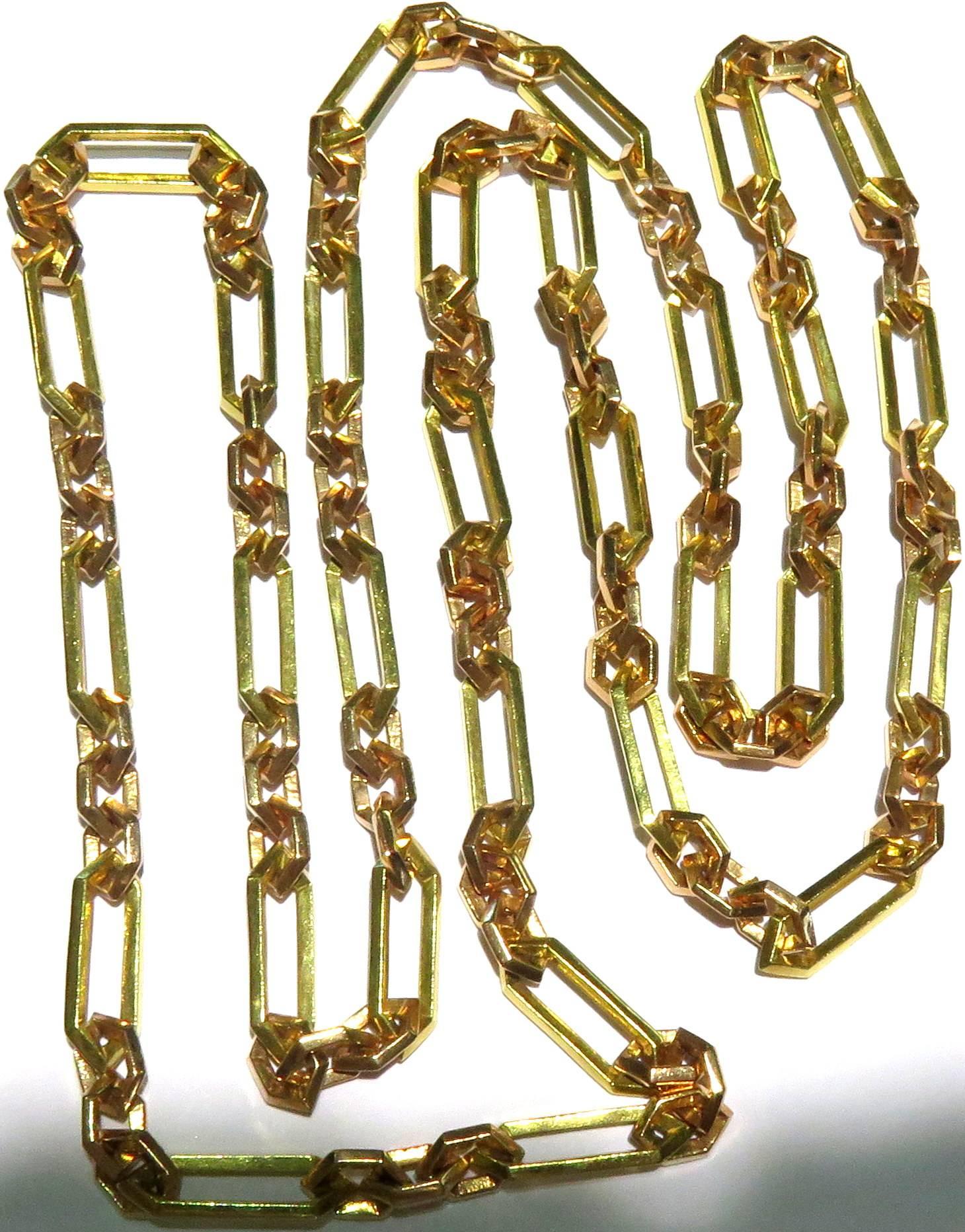 1940s Architectural Long Rose and Yellow Gold Chain Necklace 2