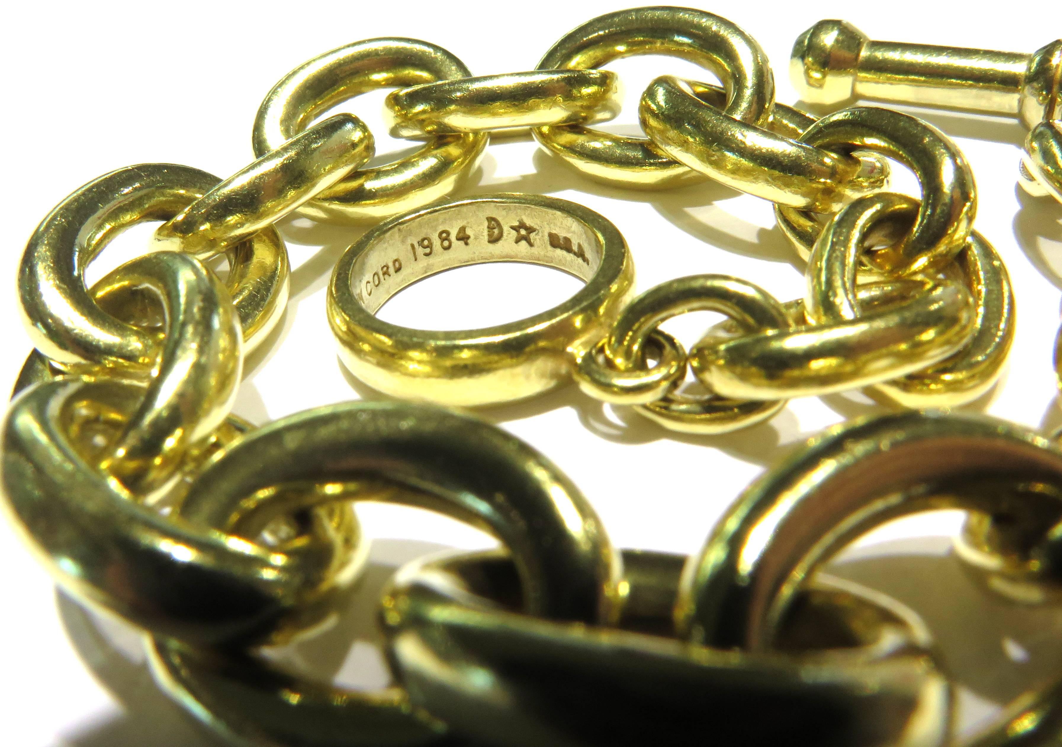 1984 Classic Early Kieselstein Cord Exceptionally Heavy Gold Toggle Bracelet In Excellent Condition In Palm Beach, FL