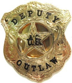 Phenomenal Custom-Made Gold Deputy U.S. Outlaw Badge Enamel Money Clip