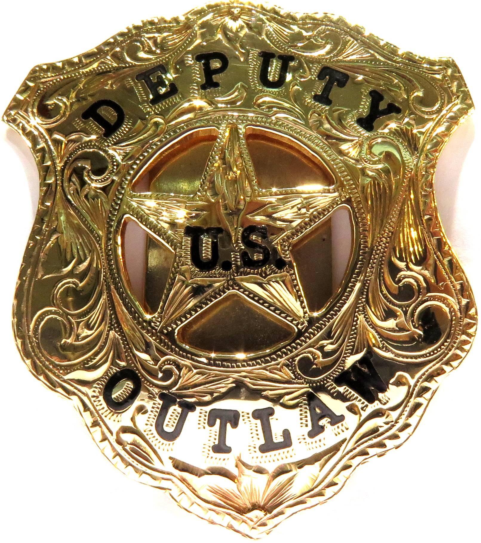 Phenomenal Custom-Made Gold Deputy U.S. Outlaw Badge Enamel Money Clip For Sale 3