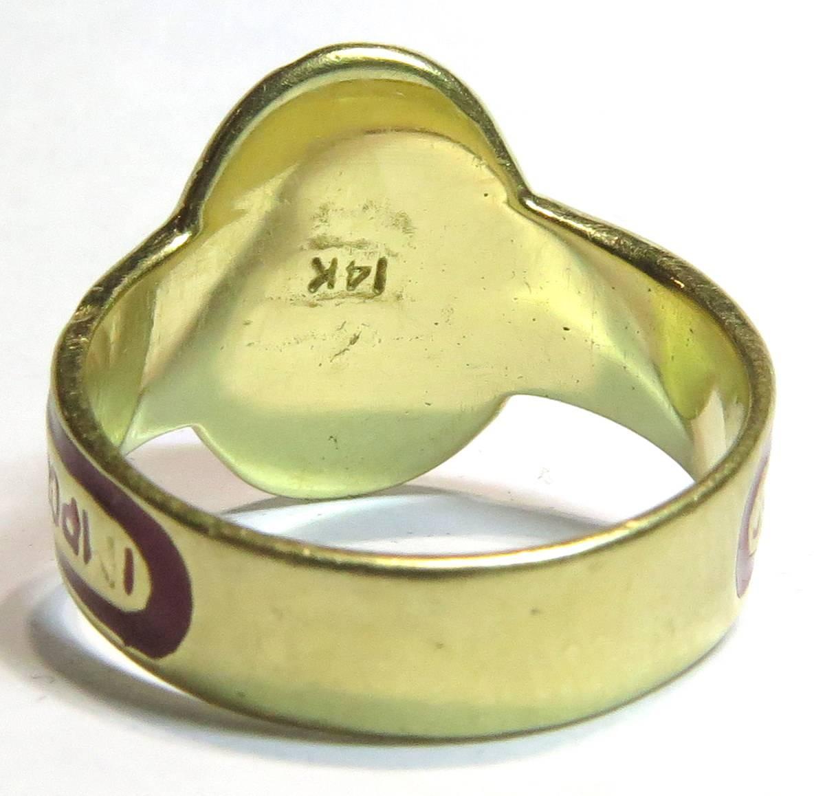 Timeless Enamel Gold Cigar Band Ring La Corona Tabaco In Good Condition In Palm Beach, FL