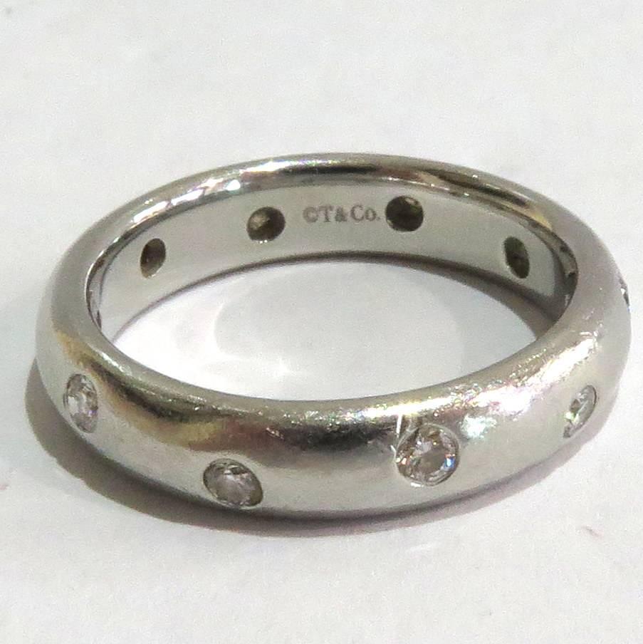 Women's or Men's Tiffany & Co. Etoile Diamond Platinum Eternity Band Ring For Sale