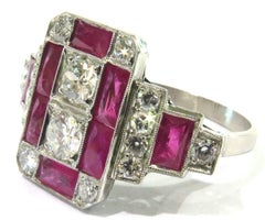 Stunning Diamond Ruby Platinum  Ring