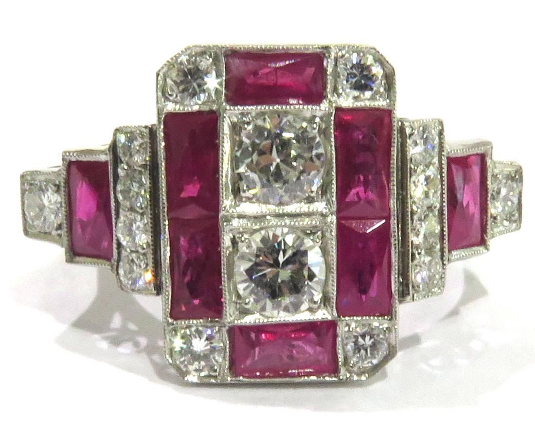 Stunning Diamond Ruby Platinum  Ring In Excellent Condition In Palm Beach, FL