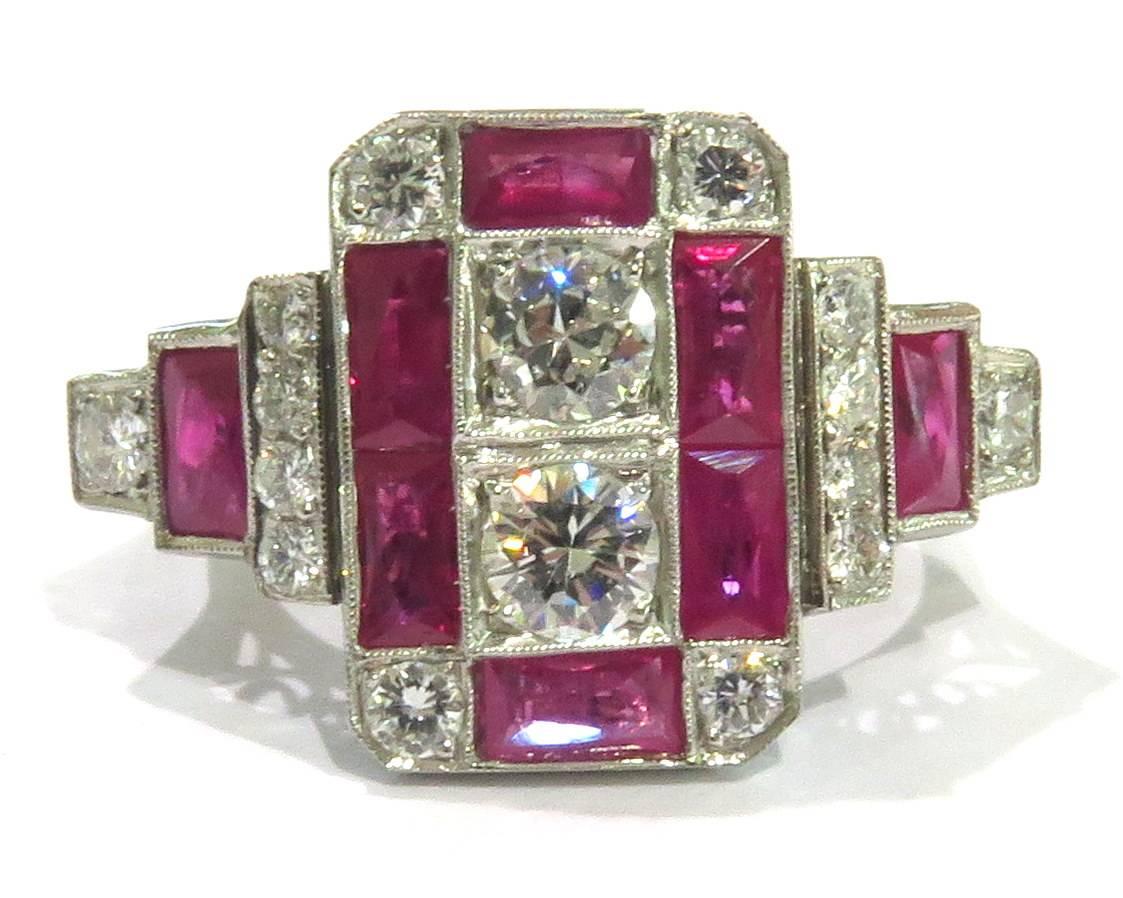 Stunning Diamond Ruby Platinum  Ring 4