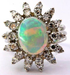 Amazing Opal Diamond Starburst White Gold Ring