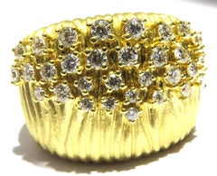 Romantic Sonia B. Wide Gold Diamond Band Ring