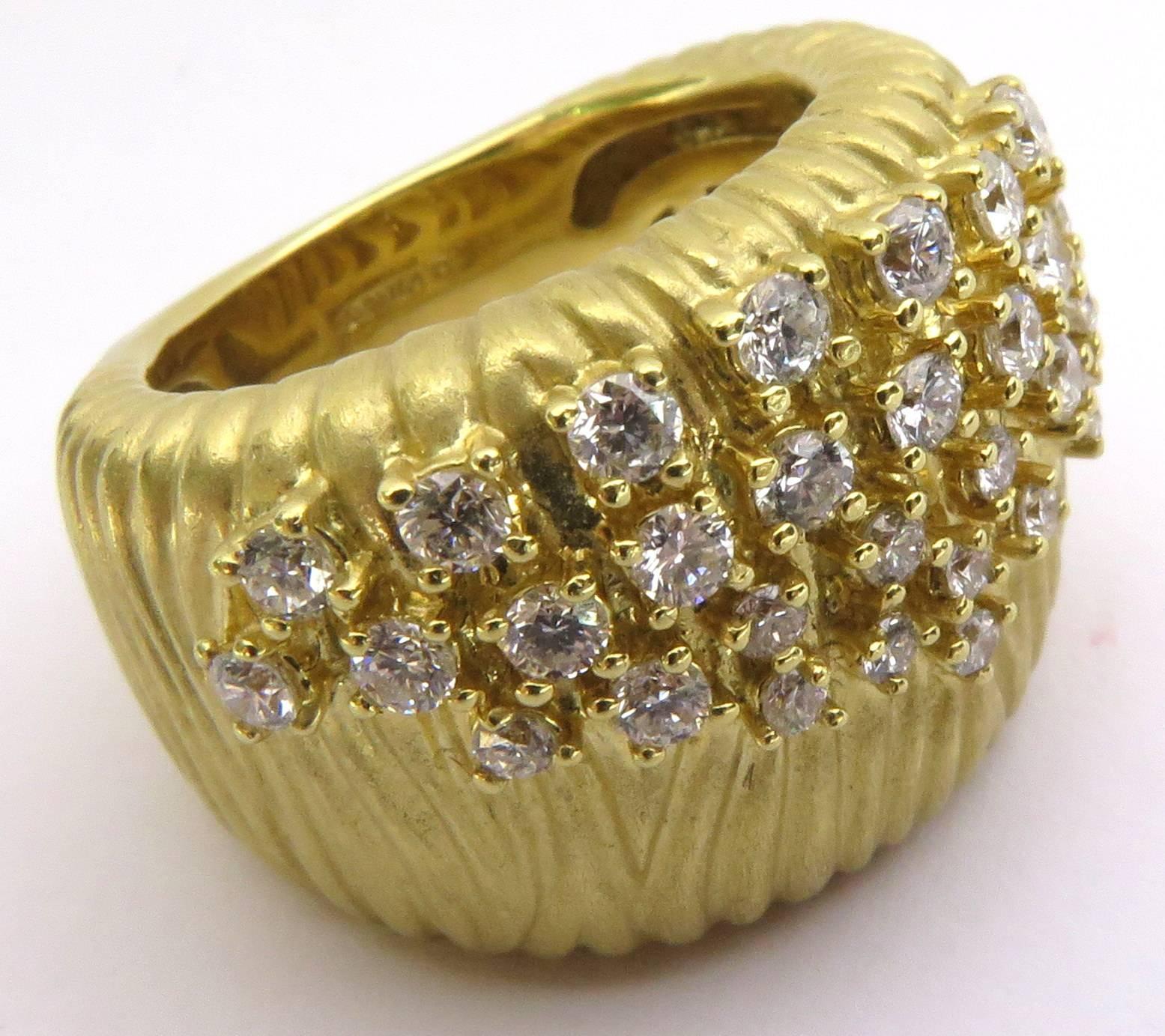 Romantic Sonia B. Wide Gold Diamond Band Ring For Sale 2