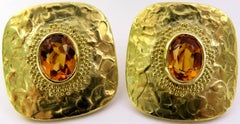 Ed Wiener Gold Topaz Etruscan Design Earrings