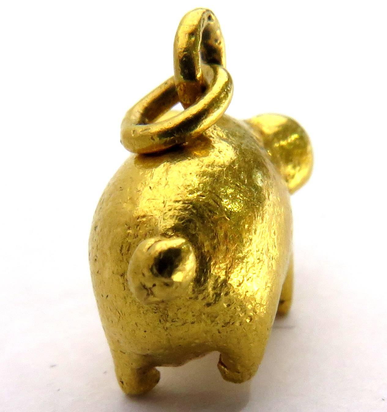 Adorable 22 Karat Gold Pig Charm Pendant 1