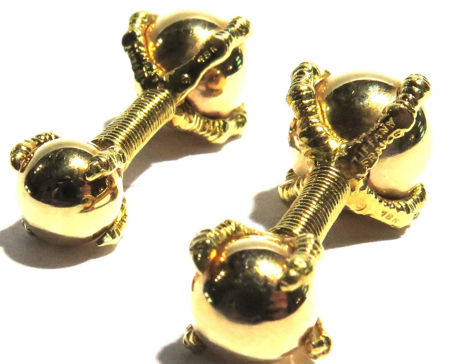 Exceptional Tiffany & Co. France Double Sided Ball and Claw Gold Cufflinks 1